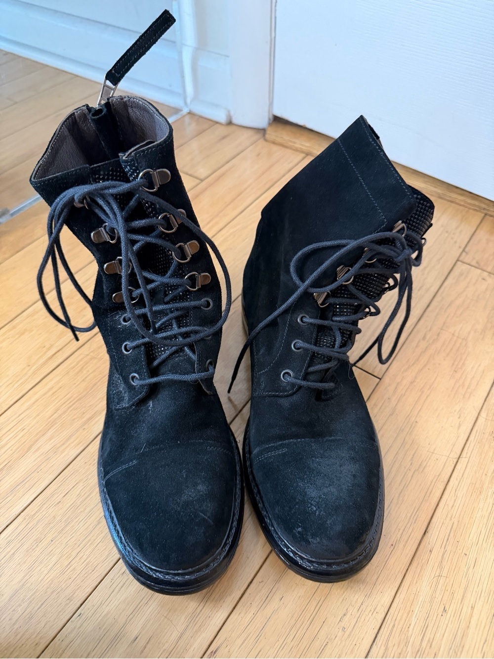 275 Central Black Women's Lace-Up Suede Ankle Boots